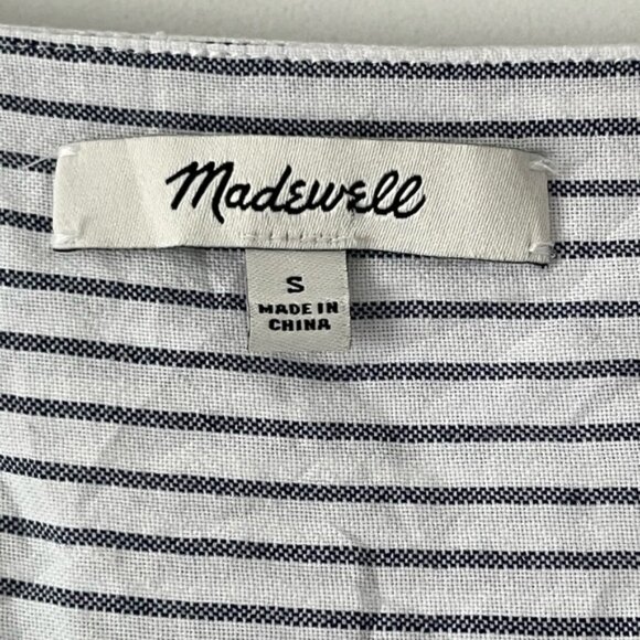 Madewell women's striped butterfly sleeve tweed short sleeve cotton - Picture 3 of 9
